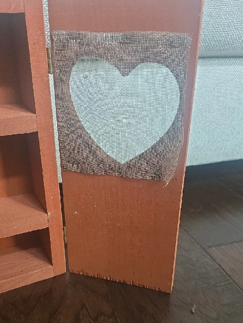 Heart Cutout Wooden Wall Cabinet - Brown/ Red